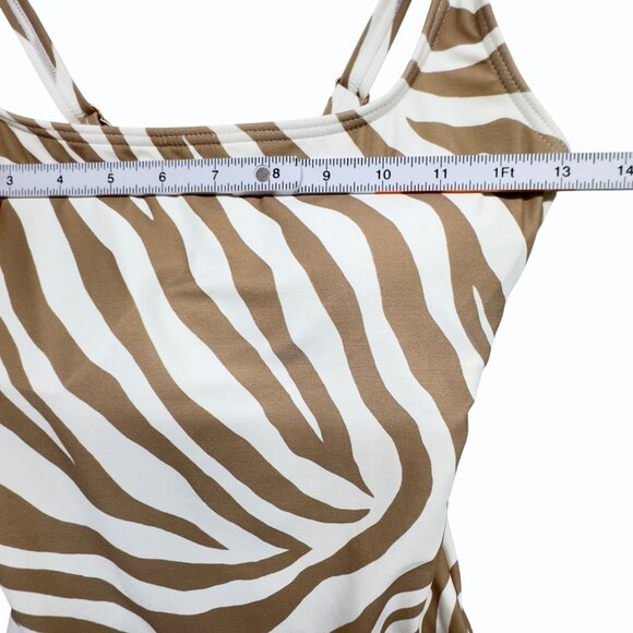 Michael Kors Womens 6 Tan Zebra Print 1 Piece Swimsuit Ladder Back Design - Picture 10 of 16